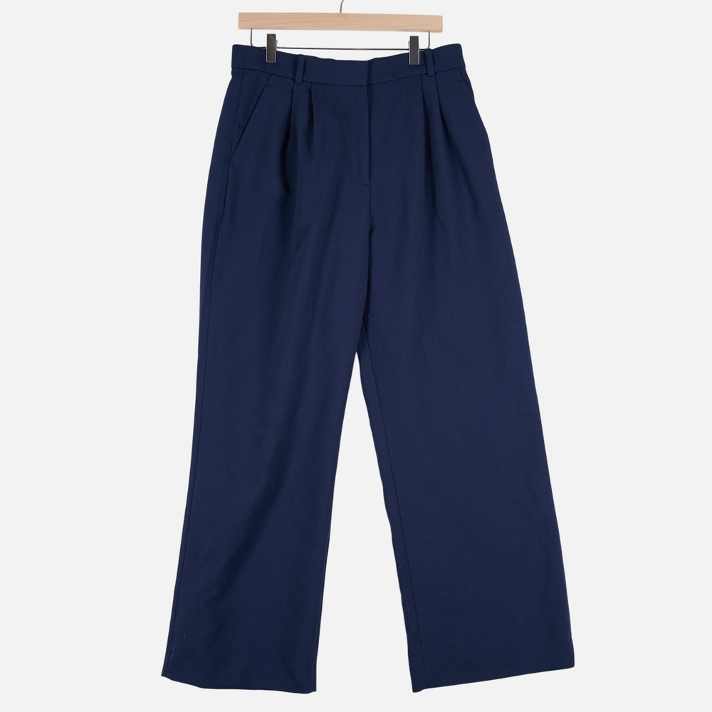Abercrombie & Fitch Sloane Tailored Pant Navy Blue Wide Leg High Rise 31 Regular